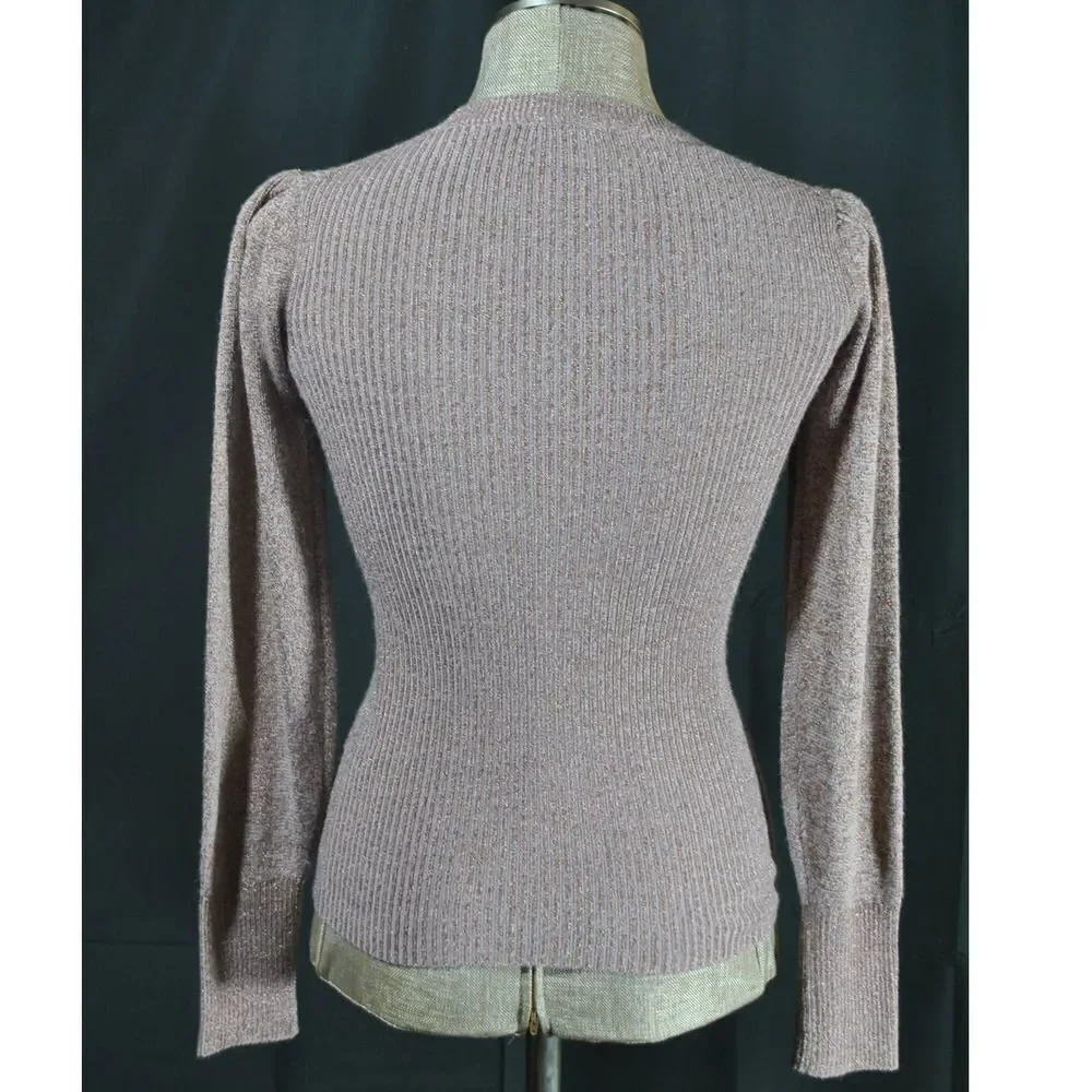 Rebecca Taylor Copper Metallic Wool Alpaca Ribbed Sweater - XS - Picture 3 of 4